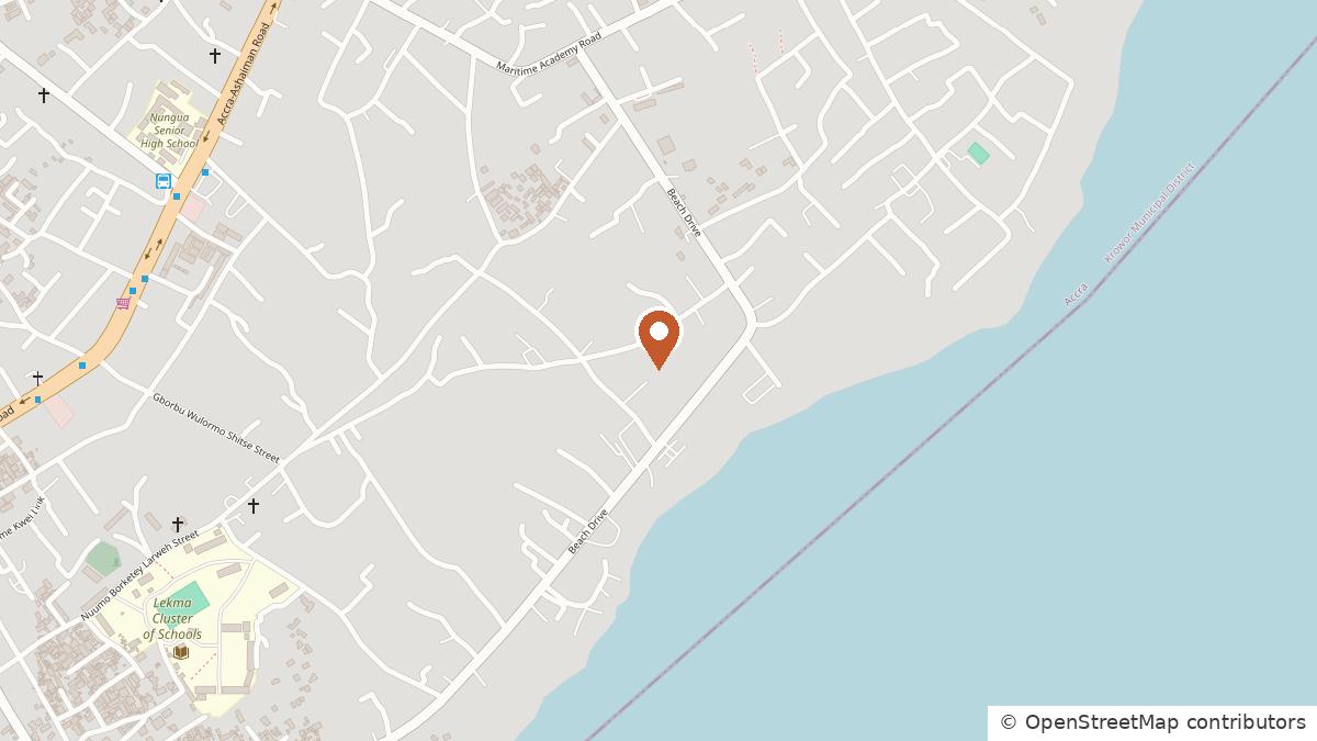 Map showing Parvus on Nungua Beach Road, Accra, Ghana